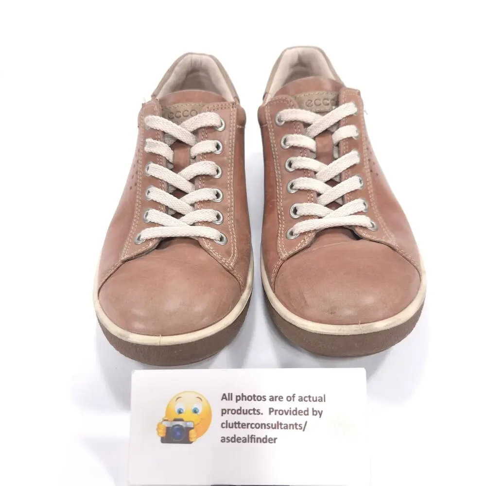 Ecco Leather Casual Lace Up Outdoor Sneaker Shoe Womens Size 8.5 39 Brown